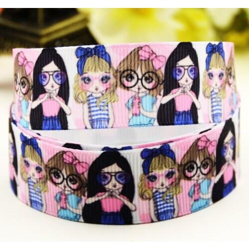 22mm 25mm 38mm 75mm Girl Cartoon printed Grosgrain Ribbon party decoration 10 Yards X-03464