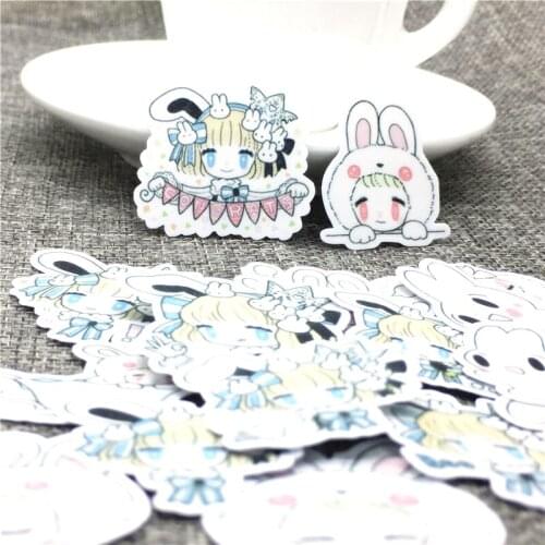 40 Pcs/Lot Anime rabbit ears girl Cute Self-made stickers scrapbooking For Cartoon Sticker For Laptop Fridge Skateboard
