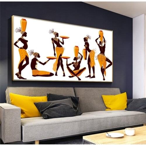Abstract African Women Canvas Paintings on The Wall Poster and Print Modern Minimalist Wall Art Picture for Living Room Decor