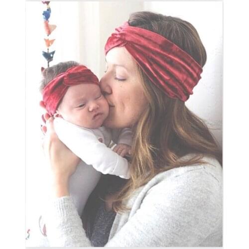 NEW Mom and kids velvet Headband Set For Hair accessories Cute Hair Ornaments twist turban Hairband