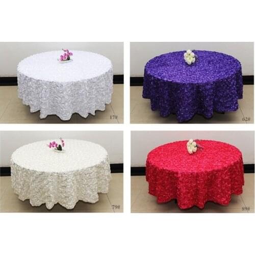 White 2.6 m Wedding Round Table Cloth Overlays 3D Rose Flower Tablecloths Wedding Decoration Supplier 7 Colors Free Shipping