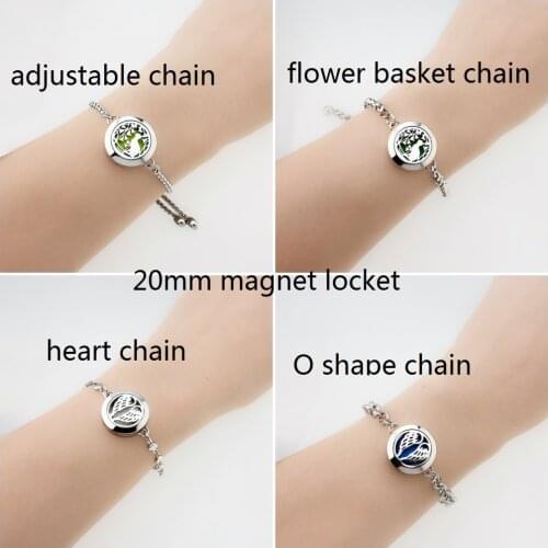 Magnet Diffuser Stainless Steel Chain Bracelet Perfume Essential Oil Aroma 20mm Locket Adjustable Free 10pads Women Kids Gift