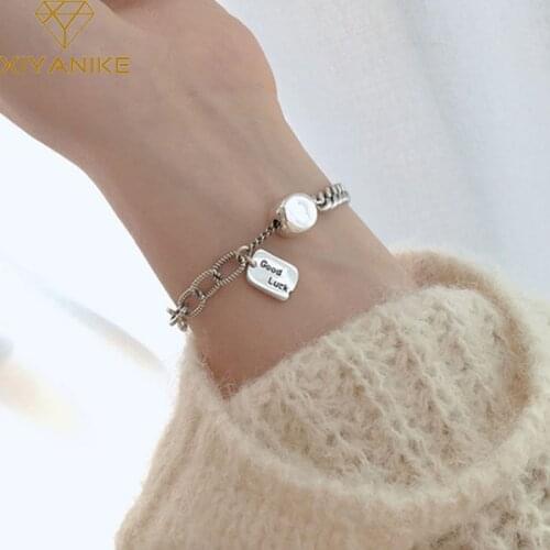 XIYANIKE 925 Sterling Silver Party Bracelet Vintage Trendy Lucky English Letter Tag Thai Silver Hand Jewelry for Women Gifts