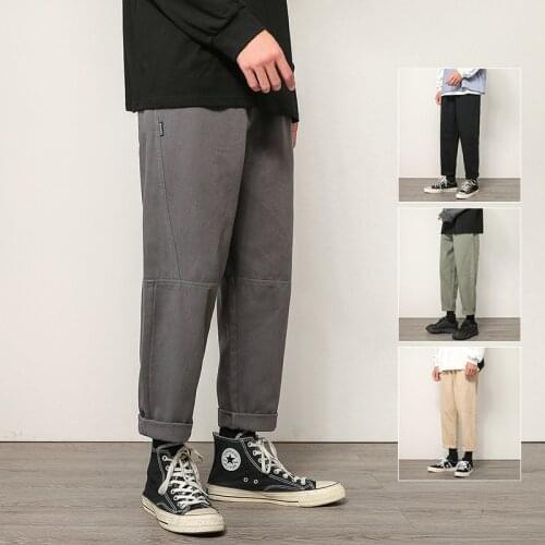 New Overalls Pants Mens Matching Fashion Spring Loose Nine-point Straight Pants High Waist Korean Casual Streetwear Trousers
