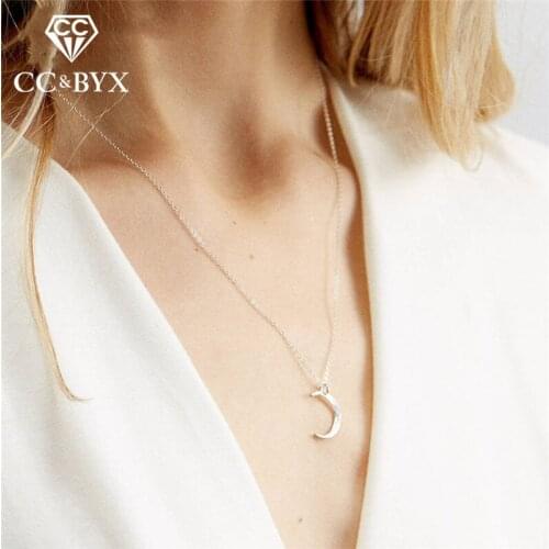 CC 100% 925 Sterling Silver Necklaces Pendants For Women Elegant Moon Minimalism Chain Fine Jewelry Simple Accessories CCN309