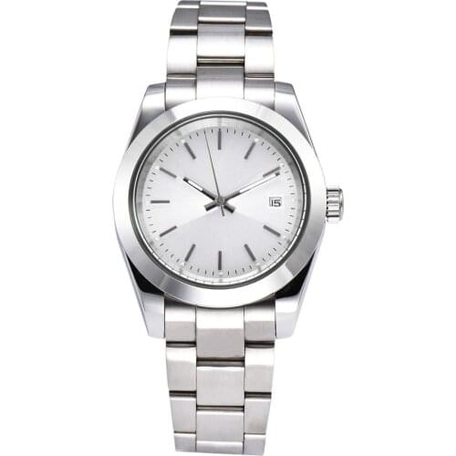 AIK 39mm watch automatic sapphire glass 316L stainless steel bracelet white dial luminous hand solid back cover Z225-7