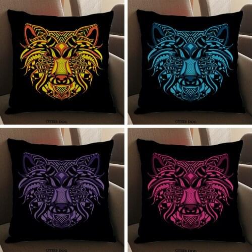 Cartoon animal Tiger head Cushion Cover linen Home living room Sofa Throw Pillow case hotel cafe office Cushions Covers Decor