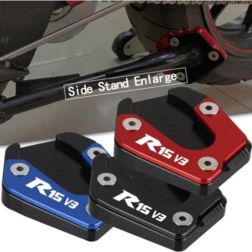 For YAMAHA YZF R 15 R15 V3 2017 2018 2019 2020 Motorcycle Kickstand Foot Side Stand Extension Pad Support Plate Enlarge Stand