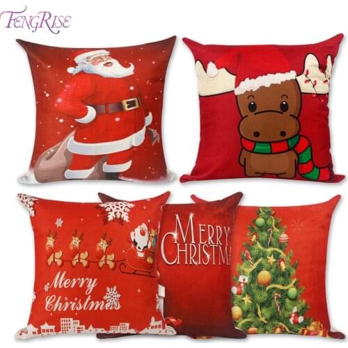 FENGRISE Merry Christmas Decoration For Home Santa Claus Reindeer Pillow Case Christmas 2020 Xmas Navidad Happy New Year 2021