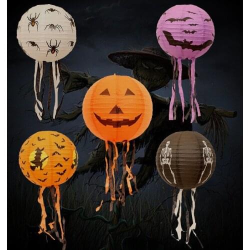 Halloween Decoration Paper Pumpkin Hanging Lantern Halloween Decorations for Home Horror Lantern Supplies