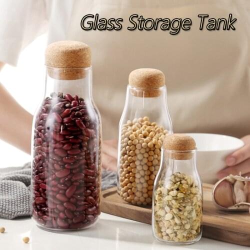 Food Container Conical Bottle StopperHigh Borosilicat Glass Transparent Food Sealed Glass Tank Kitchen Miscellaneous Grain Sto