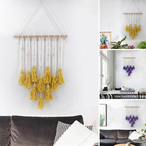 Macrame Woven Wall Hanging Tassel Boho Chic Bohemian Backdrop Home Geometric Art Photos Tapestry Home Decoration with Clips New