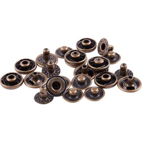 Metal Finish Poppers Snap Fasteners Press Studs Buttons 11.5mm 6 Sets Promotion