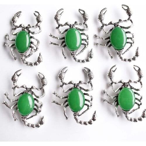 2020 Fashion natural gree onyx animal scorpion shape Necklace Pendant Brooch for jewelry making 6pcs/lot wholesale free shipping