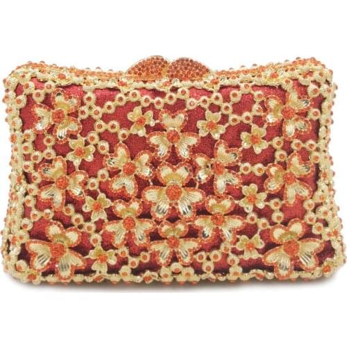 Fashion red purple Crystal Diamond Chain Evening Bag Rhinestone Evening Bags Clutches for Women Bridal Wedding Party mini purse