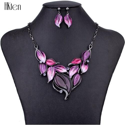 MS1504603 Leaf Jewelry Sets Hight Quality 4 Colors Necklace Sets For Women Jewelry Leaf Design Fresh Colors Christmas Gifts