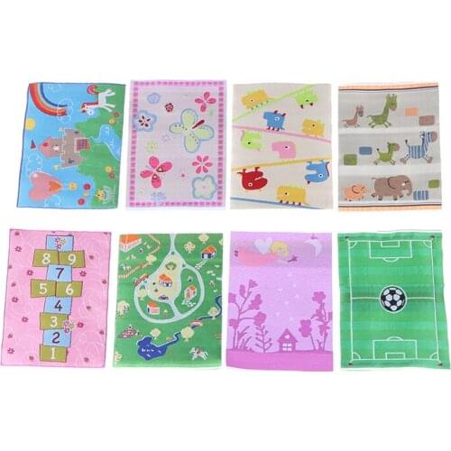 Cartoon Pattern Turkish Carpet Dollhouse Miniatures 1:12 Accessories Kit Carpet Mat Rayon Thread Cartoon Mini Carpet Doll House