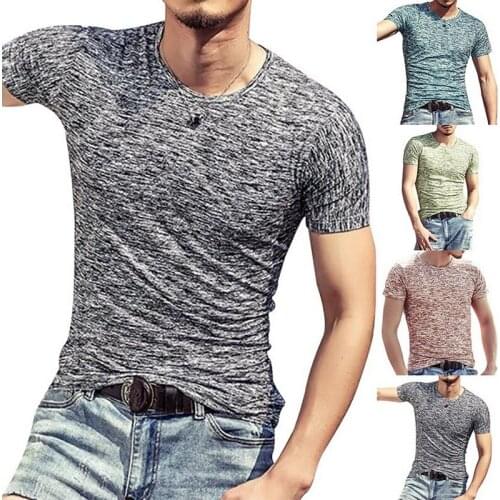 Mens Fashion Sports And Fitness Ink Camouflage Short-sleeved Fashion Personality Short-sleeved T-shirts