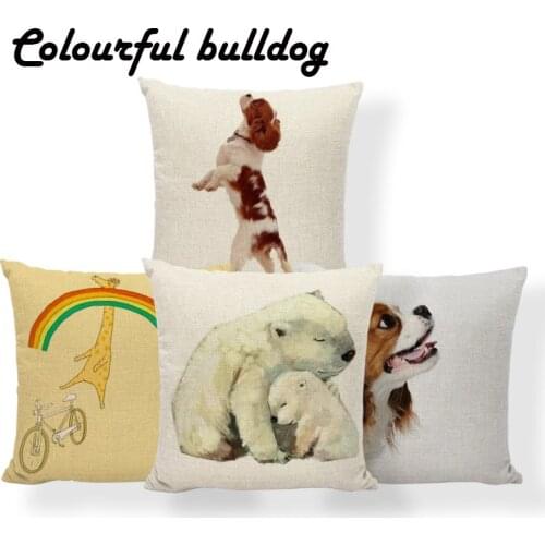 Cavalier King Charles Spaniel Cushion Animal Panda Pillow Bicycle Owl Ethnic Dog Giraffe Throw Pillow Covers 45X45Cm Polyester