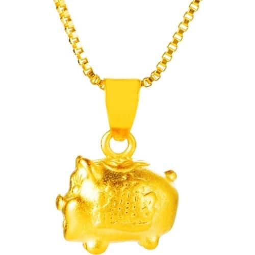 24K gold jewelry Cute Pig Pendant Necklace Gold Sweet 2019 Animal pendants necklaces Gift for Women wedding jewelry DIY Pendant