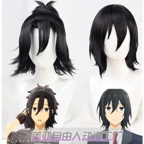 Miyamura Izumi Cosplay Wig Hori-san to Miyamura-kun Horimiya Short Black Synthetic Hair Heat Resistant Men Women
