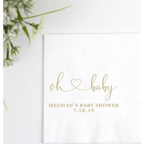 Personalized Baby Shower Napkins Oh Baby! Foil Stamped Baby Shower Napkins - Oh Baby Napkins