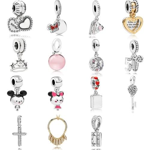 NEW 2019 100% 925 Sterling Silver Regal Key Cute animal cross cake Pendant Charm Fit DIY Original Women Bracelet Jewelry