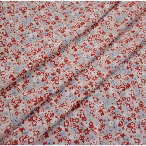 Half Meter Sweet Beige Red Blue Little Flower Chiffon Fabric For Dress Shirt Ladys Girl Garment Material T1590