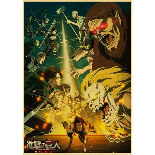 Attack On Titan Retro Anime Poster Classic Superhero Canvas Painting HD Home Living Room Bar Bedroom Decoration Wall Art Picture