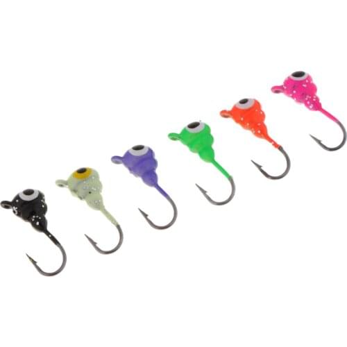 6x Ice Fishing Jigs Heads Fishing Lures For Walleye Winter Ice Jigging