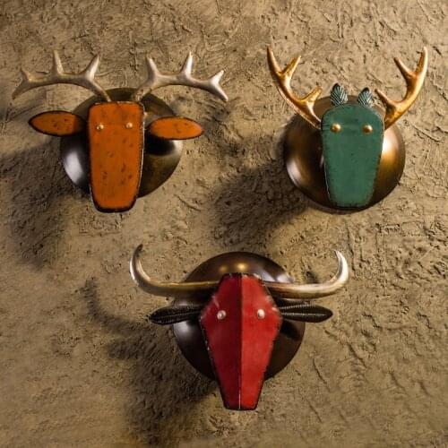 RETRO INDUSTRIAL WIND WALL DECORATIONS HANDMADE ANIMAL HEAD CRAFTS PENDANT BAR RESTAURANT CAFE HANGING ART WALL ORNAMENTS