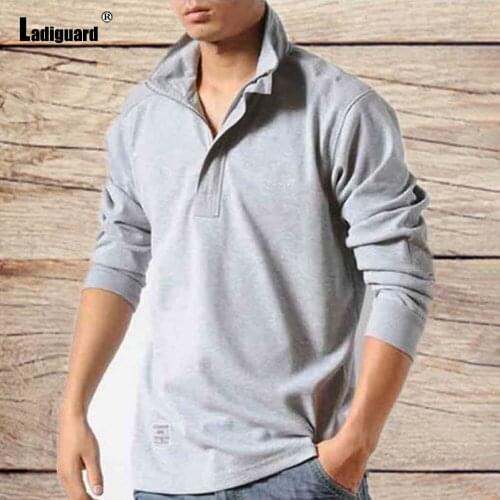 Long Sleeve Polo Shirt Sexy Men clothing 2021 Single Breasted Top Streetwear Autumn Casual Pullovers Mens Fashion Polos Shirt