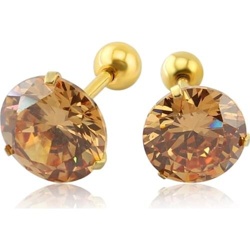 Rhinestone Crystal Stud Earrings Four Prong Set Clear CZ 16G Ear Piercing Stud Earrings Stainless Steel Women Earrings Pendient