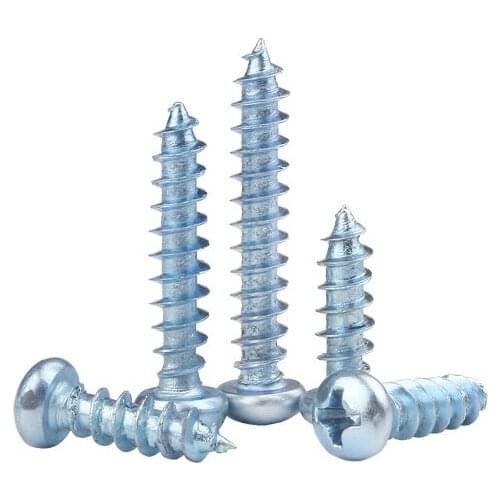 Blue and white zinc round head self-tapping screws M2.2M2.9M3.5M4.2M4.8M5M6*6.5 9.5 10 13 16 18 22 25 32 38 45 50 63