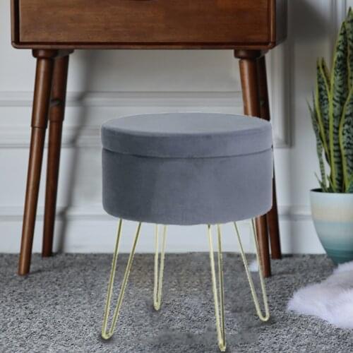 Nordic Velvet Foot Stools Change Shoes Footstool Ottomans Storage Stools Pouf With Golden Hairpin Legs Living Room Furniture