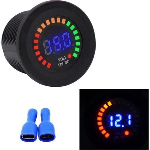 Waterproof DC12V RD Digital Voltmeter Three Wires Vehicles Motorcycles Boat Cars Voltage Panel Meter LED Display Color