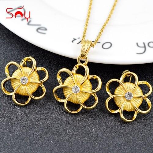 Sunny Jewelry Hot Selling Big Jewelry Set For Women Earrings Necklace Pendant Flower Jewelry Findings For Engagement Wedding Set