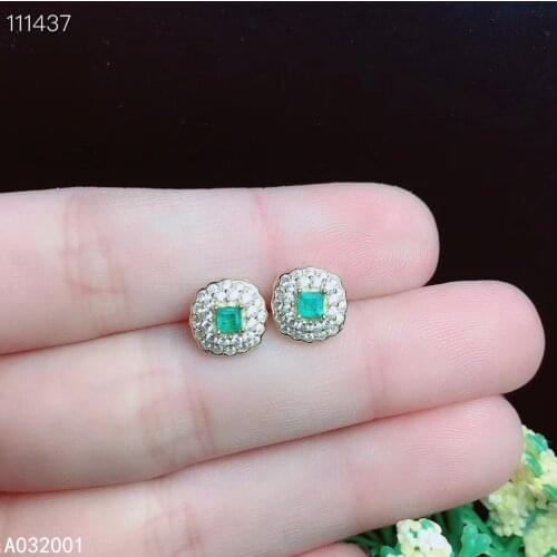 KJJEAXCMY fine jewelry natural Emerald 925 sterling silver women earrings new Ear Studs support test beautiful hot selling