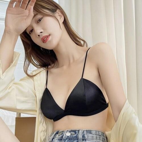 Womens French Style Bra Girl Wrapped Chest Adjustable Shoulder Strap Single Buckle Satin Sexy Tube Top Underwear Lingerie