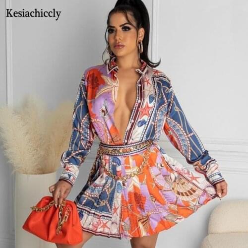 Kesiachiccly Printed Buttons Women Dress 2021 Autumn Winter Elegant Stand Collar Dresses Office Long Sleeve Two Piece Vestidos