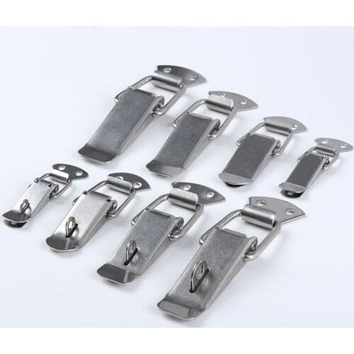 1pcs stainless steel hasp ToolBox lock buckle Spring Loaded Latch Wooden Case Catch Toggle Hardware Accessories
