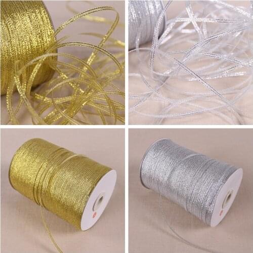 20Yards 3mm Silver/Gold Silk Satin Ribbon Party Home Wedding Decoration Gift Wrapping Christmas New Year DIY Material