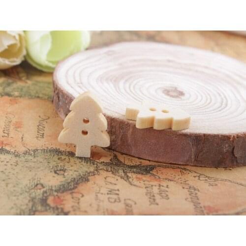 200PCS 2 Holes Tree Wooden Buttons Embellishment Sewing Craft #26522