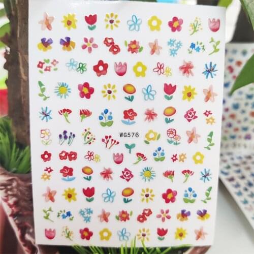 3D Stickers for Nails Daisy Color Star Flowers Design Nails Art Decoration Manicure Stickers Decal Slider Nail Foil Accessories