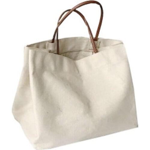 6PCS / LOT Large Capacity Folding Storage Bags Fashion Reusable Canvas Shopping Bag Girls Casual simple Handbag