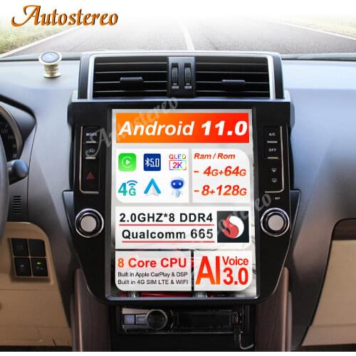 Tesla Style Android 9.0 PX6 Car GPS Navigation For TOYOTA Land Cruiser Prado 150 2010-2013 Stereo Headunit Multimedia Player