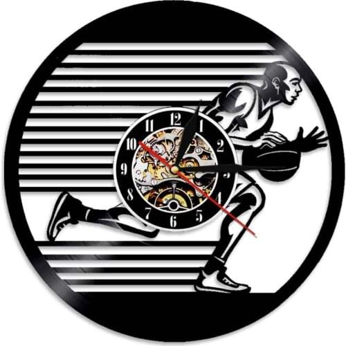 Basketball Player Sport LED Vinyl Wall Clock 3D Modern Design Wall Art Decoriave Atmosphere Light Unique Gift For Boy