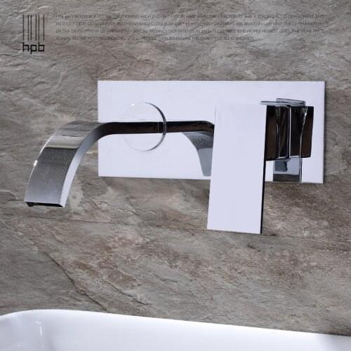 Free shipping Square Style Wall Mount Bathroom Sink Faucet mixer tap chrome color