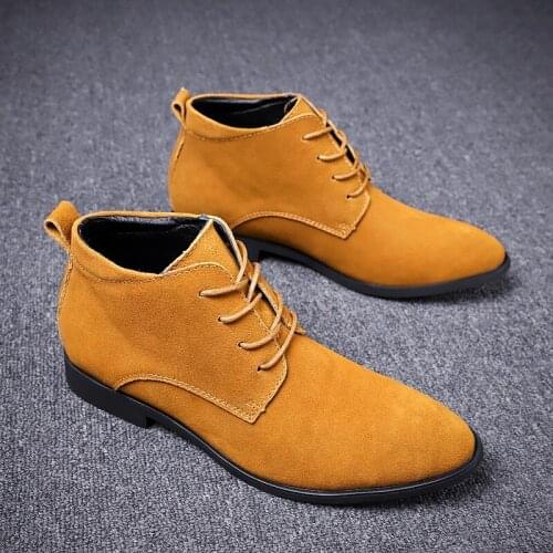 2019 spring and autumn leather velvet mens winter boots classic fashion ankle boots mens cowhide winter shoes men