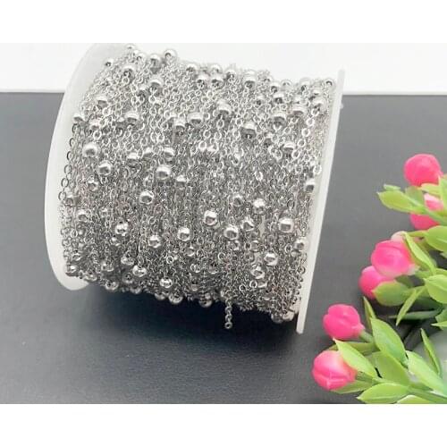 1 Meter Stainless Steel Corss Chain Clip Beads Silver Color Chains DIY Jewelry Necklace Making Handmade Accessories Wholesale